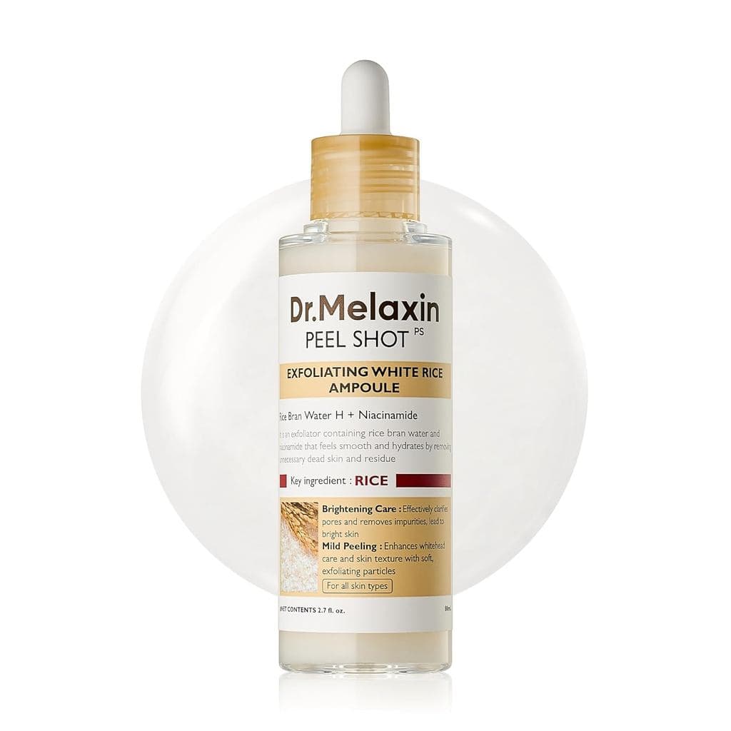Dr.Melaxin Peel Shot Glow Ampola Esfoliante de Arroz Branco 80ml, Ampola Esfoliante Suave para Pele Morta com Extrato de
