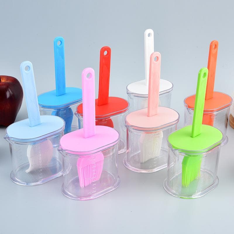 Escova de óleo de silicone Escova doméstica para garrafa de óleo de silicone Escova de cozinha japonesa com garrafa Pote