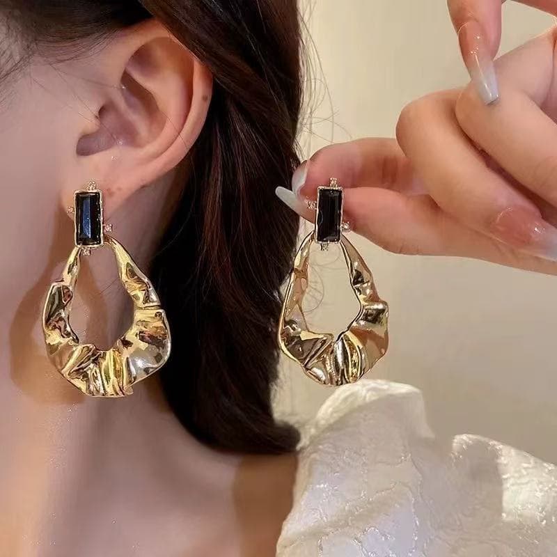 Brincos geométricos de Metal plissado retrô estilo legal brincos elegantes de personalidade de alta qualidade