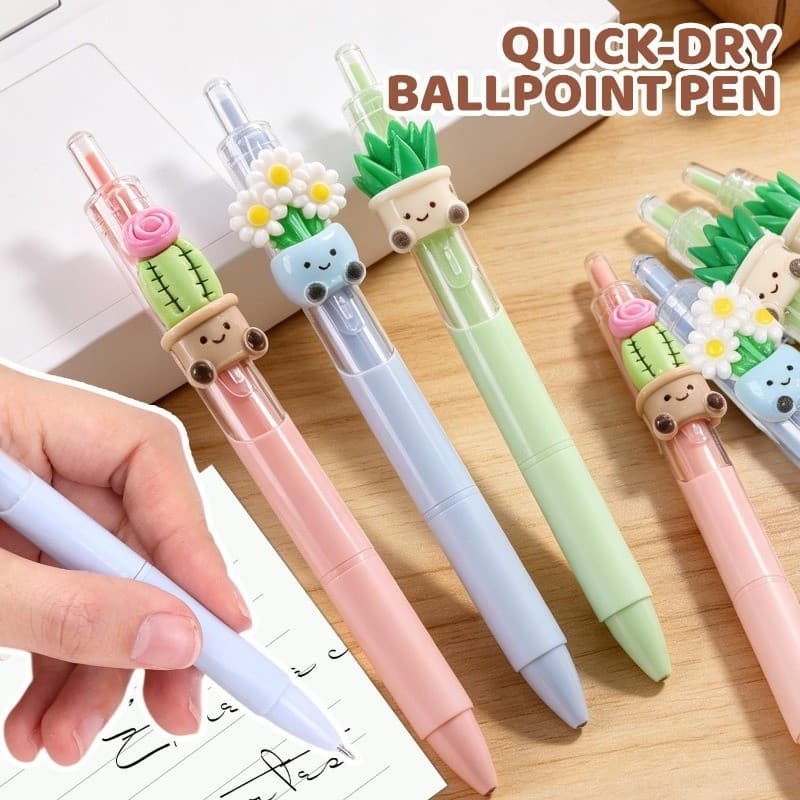 Canetas De Gel Tipo Clique Em Forma De Planta-Material De Escritório Escolar-Papelaria Para Estudantes-Caneta Esferográf