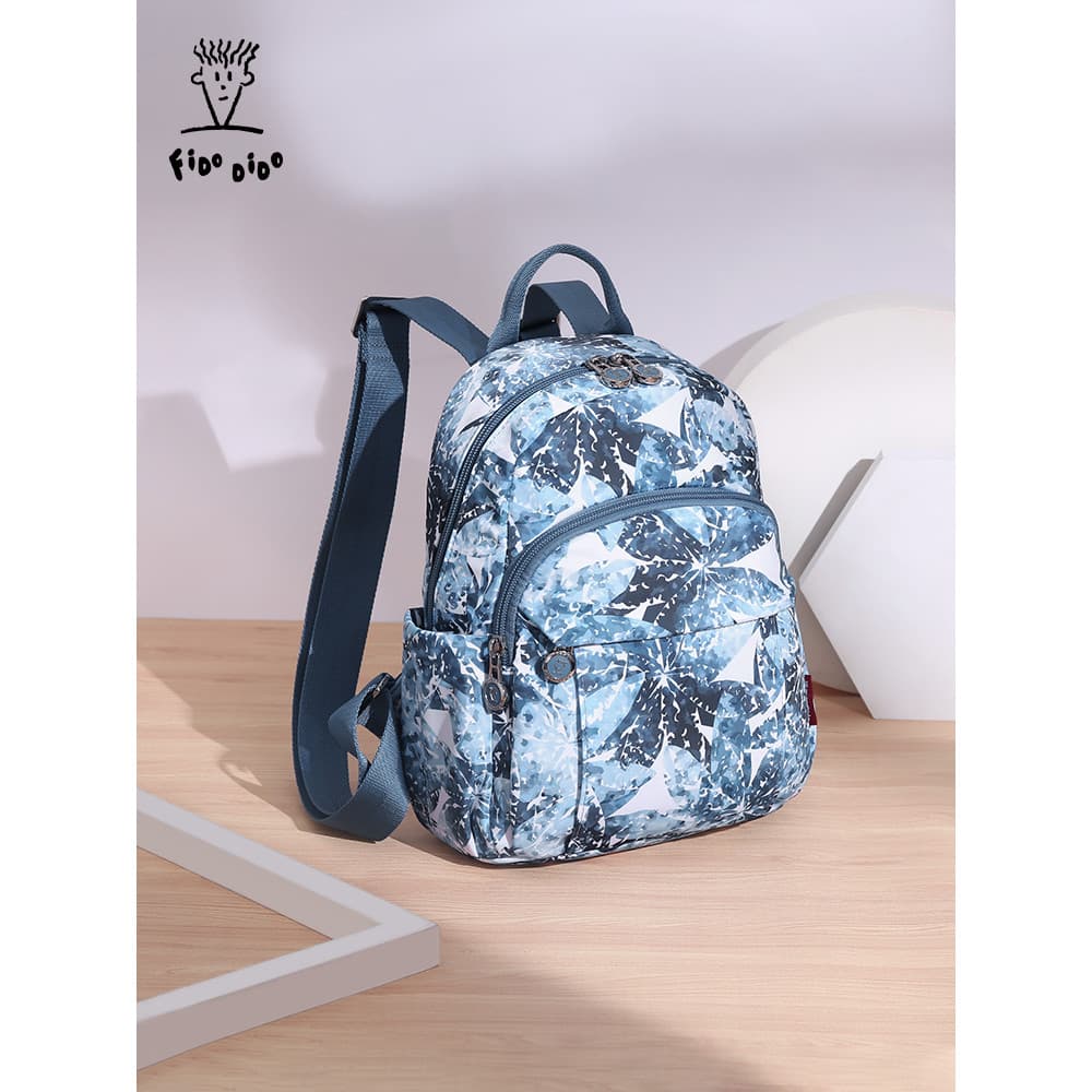 Fido Dido Mochila Feminina Multi-camada Leve Lazer Viagem Moda Mãe Idosa Pequena Mochila Nylon Repelente de Água