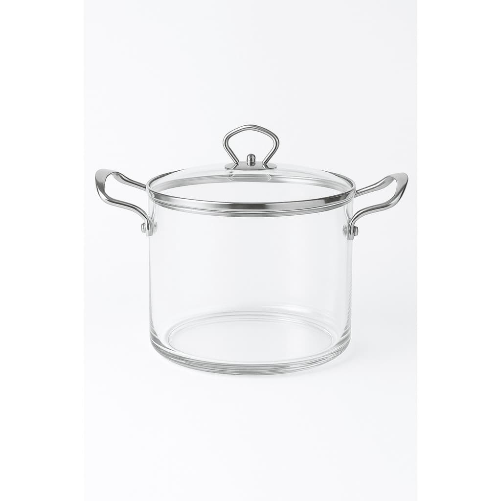 Panela de Vidro 2500ml Tampa de Vidro e Alças de Aço Inox