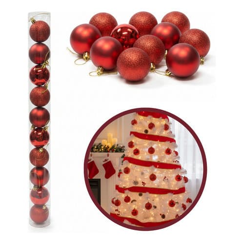 Kit 10 Bolas Bolinhas Árvore Natal Decoração Enfeite 6cm Ver Vermelho Sortidos
