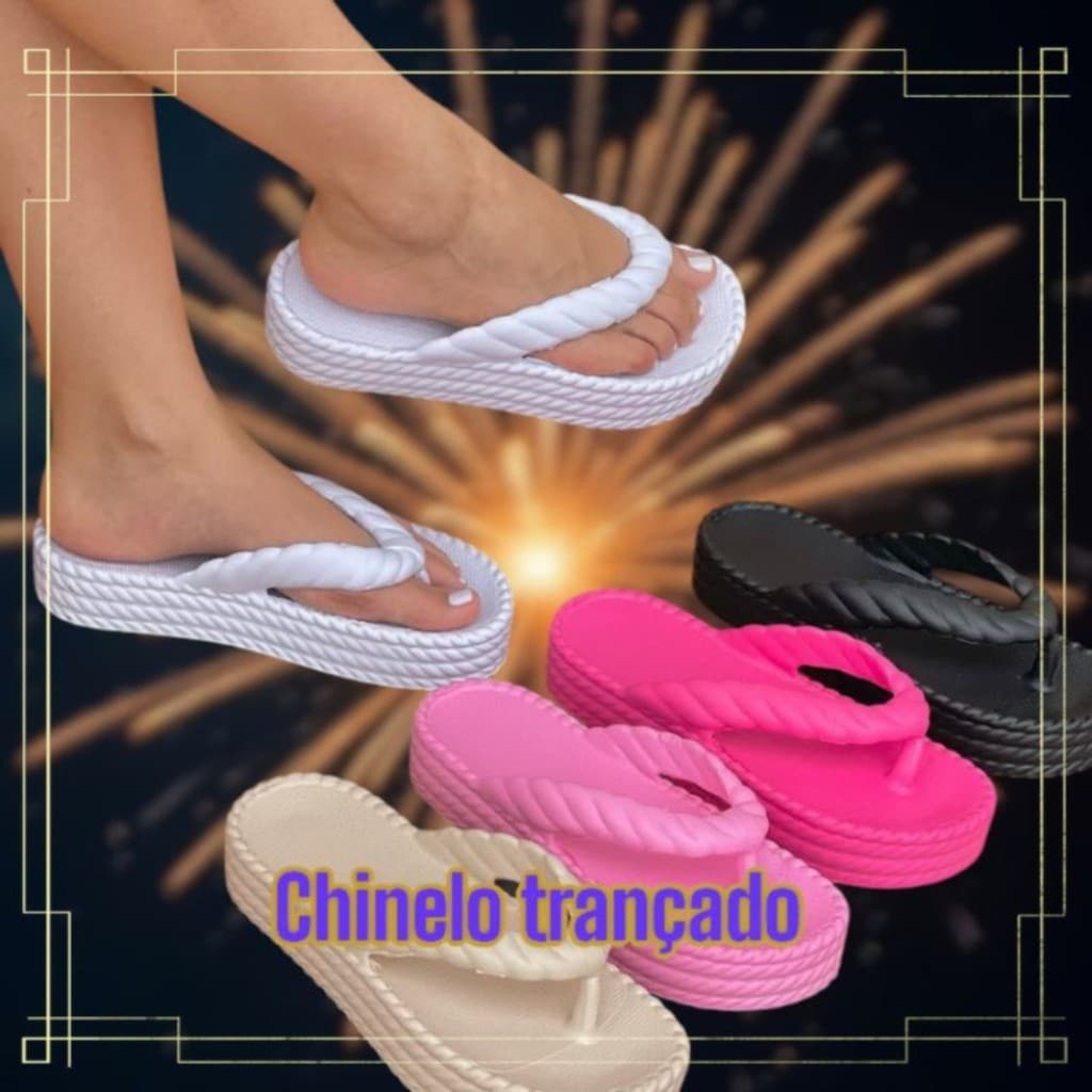 Chinelo Feminino Nuvem Trança Confortável e Leve Trançado