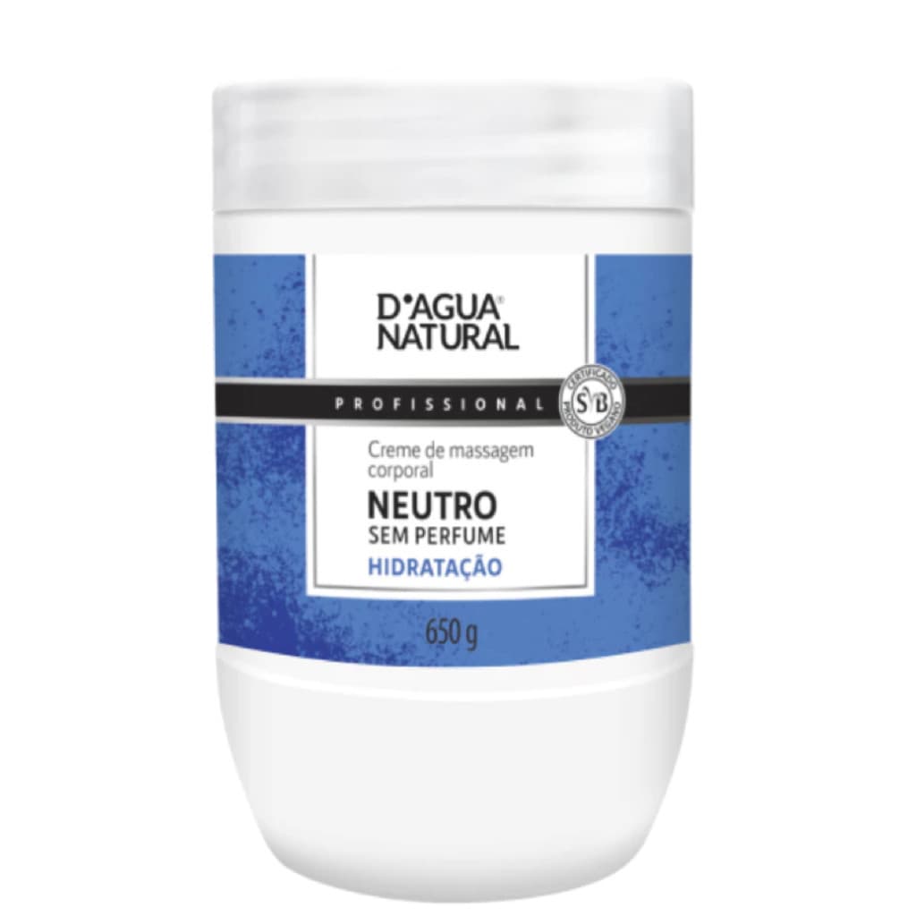 D’Água Natural Creme Corporal Neutro 650g – Massagem e Hidratação