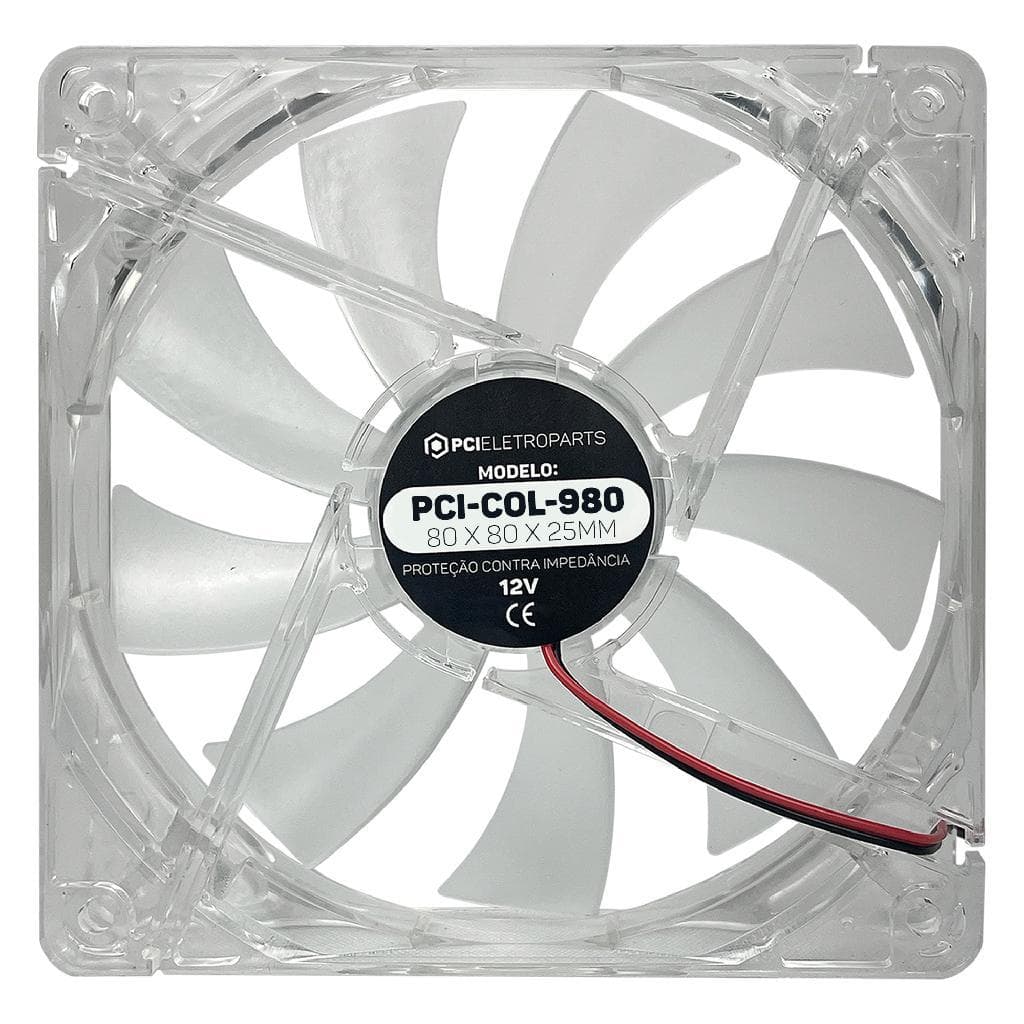 Microventilador 80x80x25mm Cooler Transparente 12V