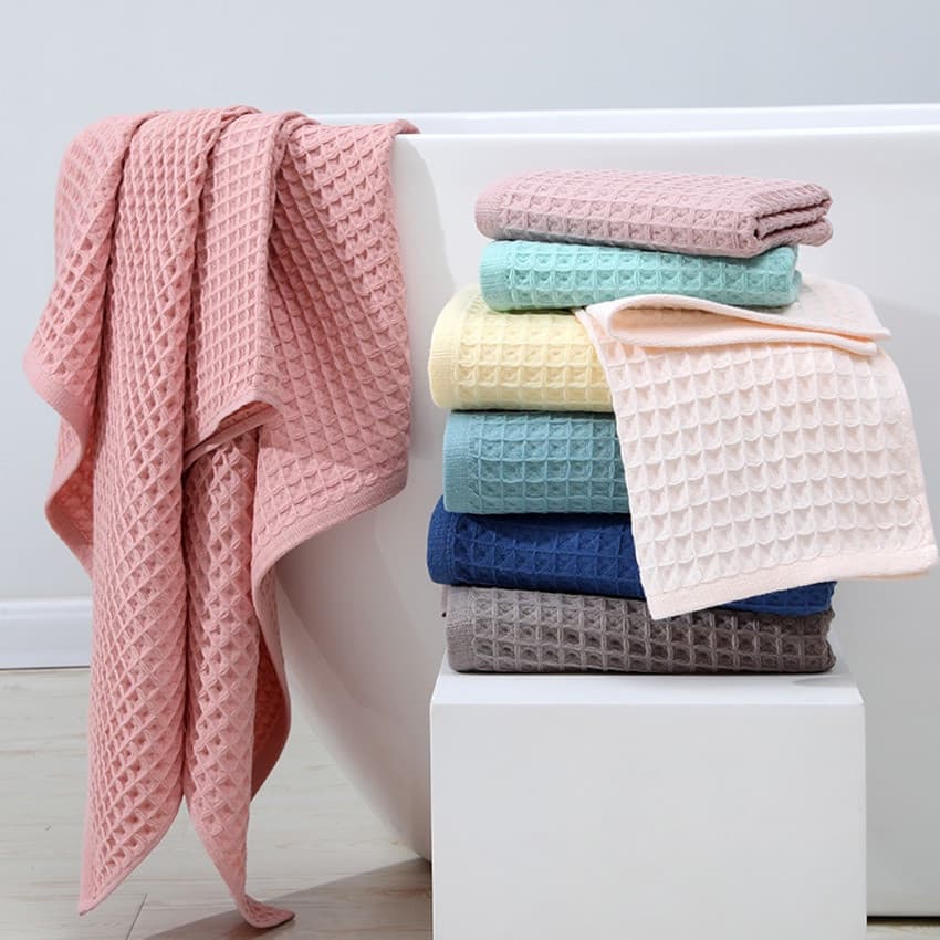 Algodão Toalhas de Banho Waffle Macio Honeycomb Absorvente Forte 34x7 4/70x140cm para Adultos Crianças Casa Banheiro Chu