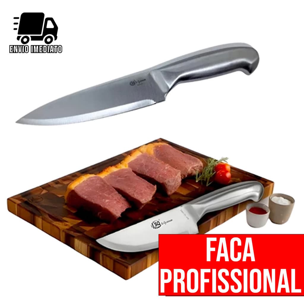 Faca Profissional Inox 6" Faca de Chef Cozinha Afiada Multiuso Alta Qualidade