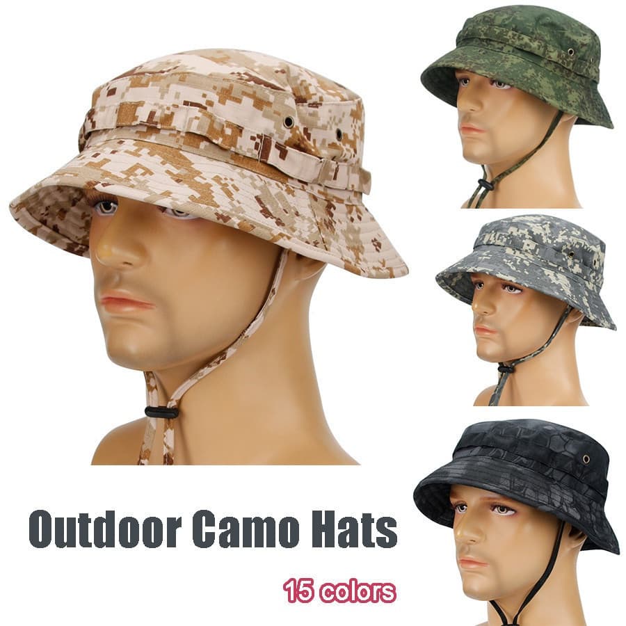 Gorro Camuflado De Aba Redonda Chapéu De Pescador Ao Ar Livre