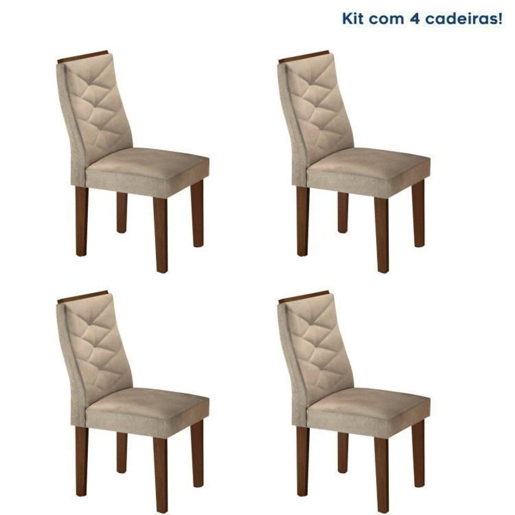 Conjunto 4 Cadeiras para Sala de Jantar Germany Chocolate