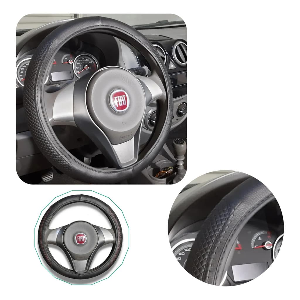 Capa Para Volante Universal 38cm Antiderrapante Super Resistente Couro Costura Esportiva