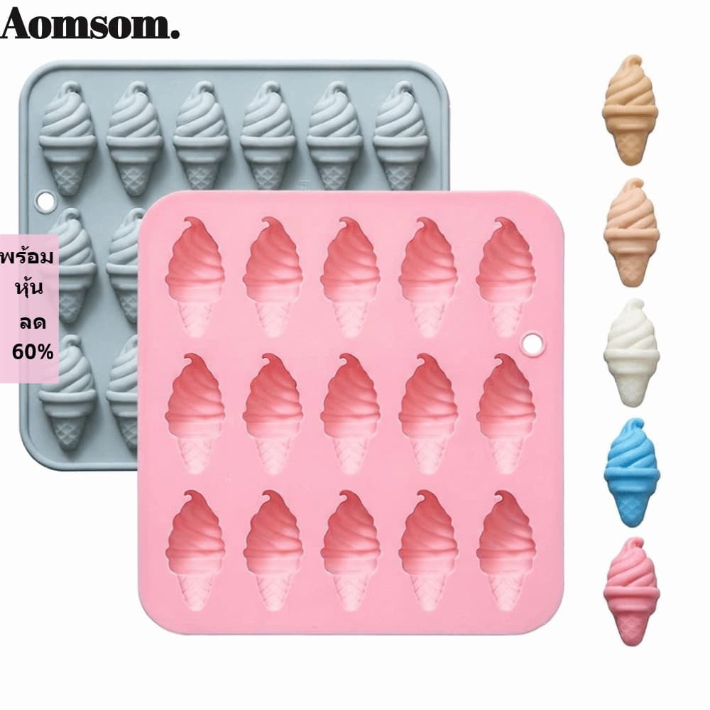 Molde De Sorvete AOMSOM , Em Forma Reutilizável Flexível Doces De Silicone Com Design De 18 Cavidades Para Decoração De