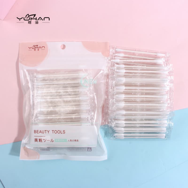 Yuhan 60 peças de cotonetes embalados individualmente para viagem, cotonetes de papel portáteis de ponta dupla, cotonete