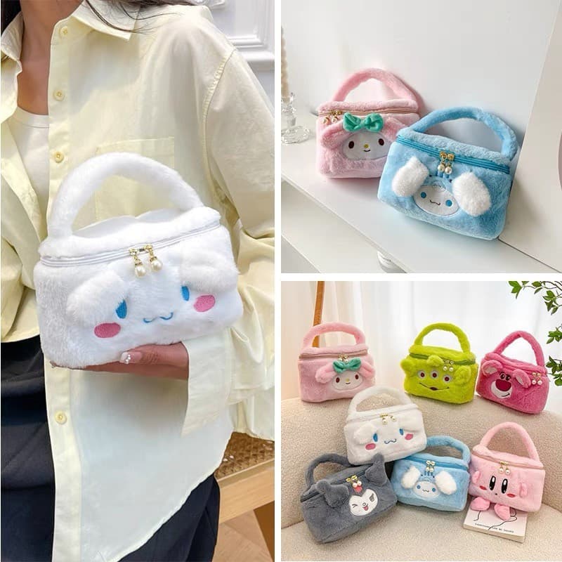 Sanrio Kuromi Melodia Pelúcia Grande Capacidade Saco Cosmético Olá Kitty Pochacco Lápis Caso Para Meninas Estudante Supr