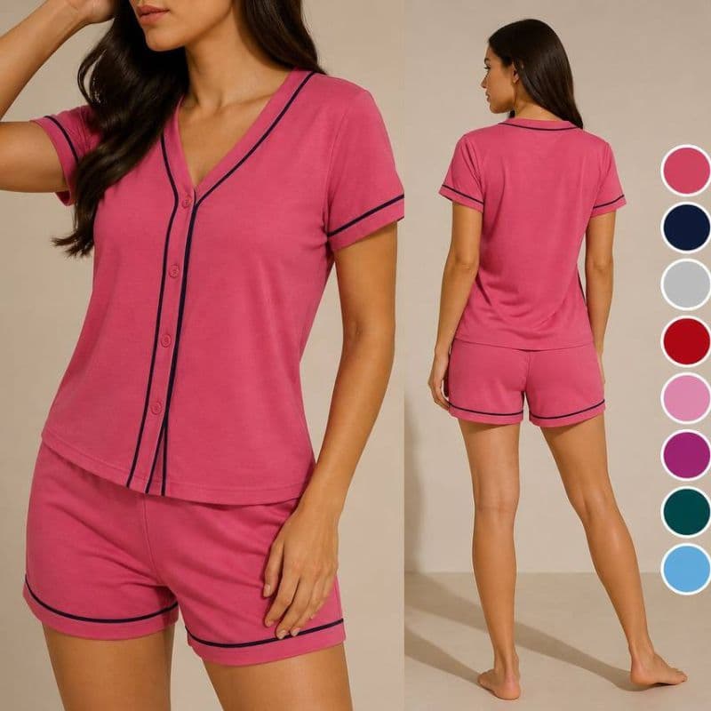 Kit 3 Pijamas Baby Doll Amamentação Americano Cirurgico com botoes fb luxo Malha blogueirinha