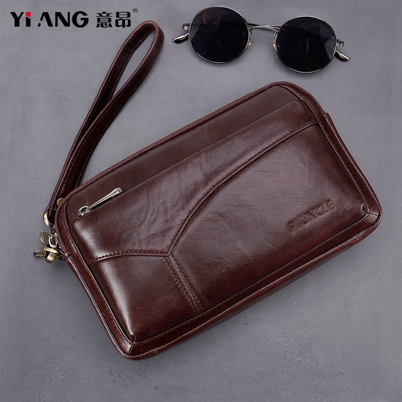 Bolsa de embreagem masculina de couro genuíno 2025 novo estilo de negócios bolsa de embreagem de couro macio bolsa Envel