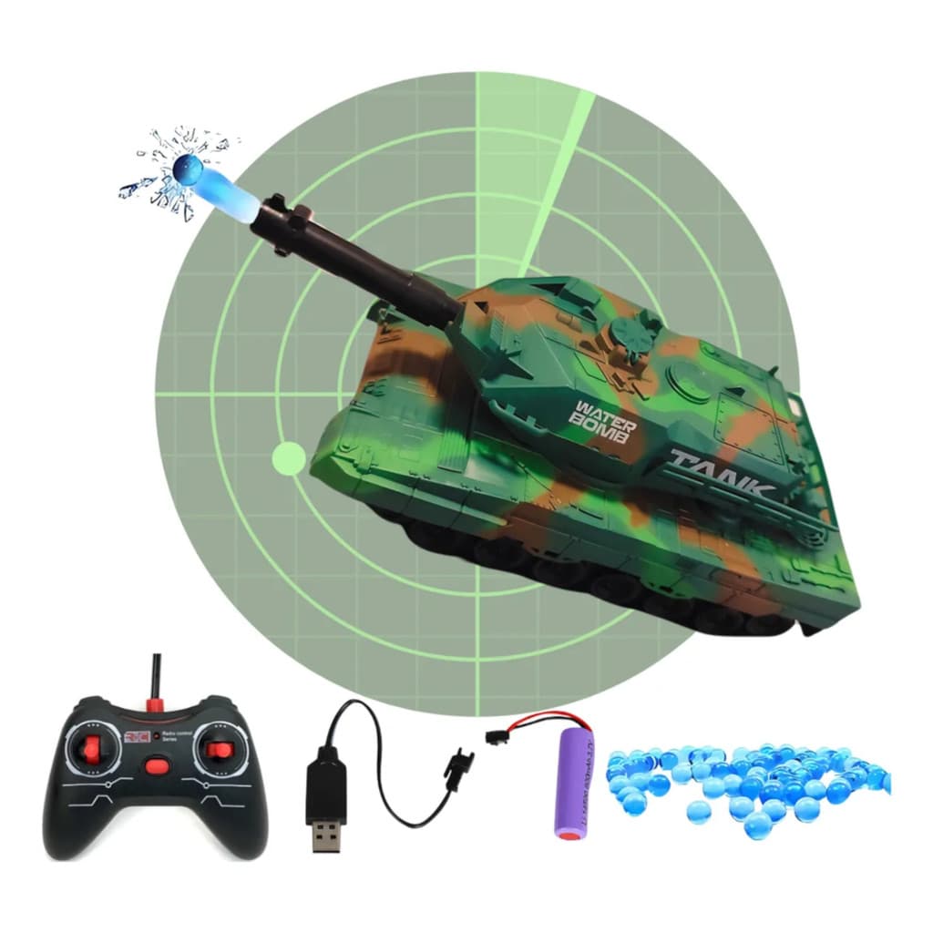 Carrinho Controle Remoto Tanque Guerra Bolinha Gel Novida...