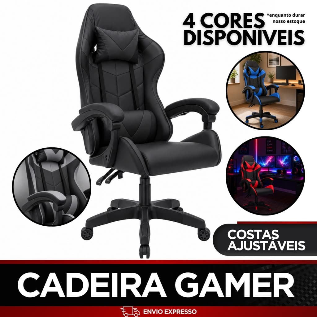 Cadeira Gamer Executiva Ergonômica Reclinável Para Setup Escritório Home Office Conforto Premium