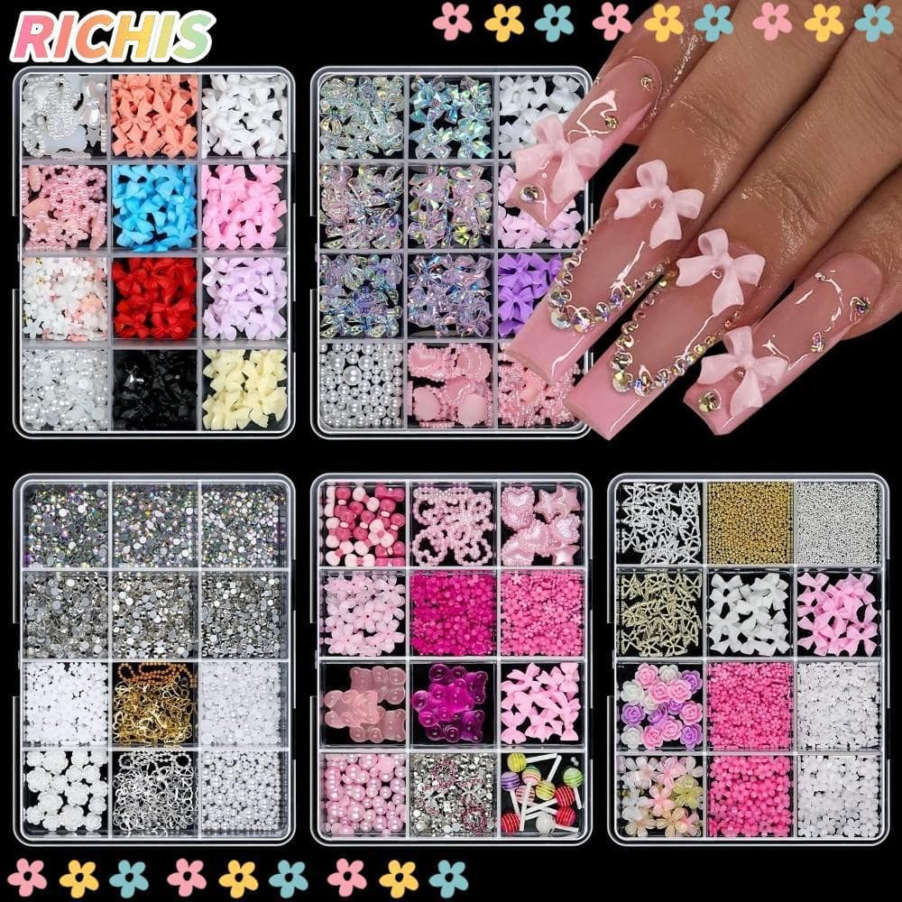 [RICHIS] Strass Gelatinosos , Amuletos De Unhas De Decoração DIY Multicoloridos , Decorações De Arte Em Com Diamantes