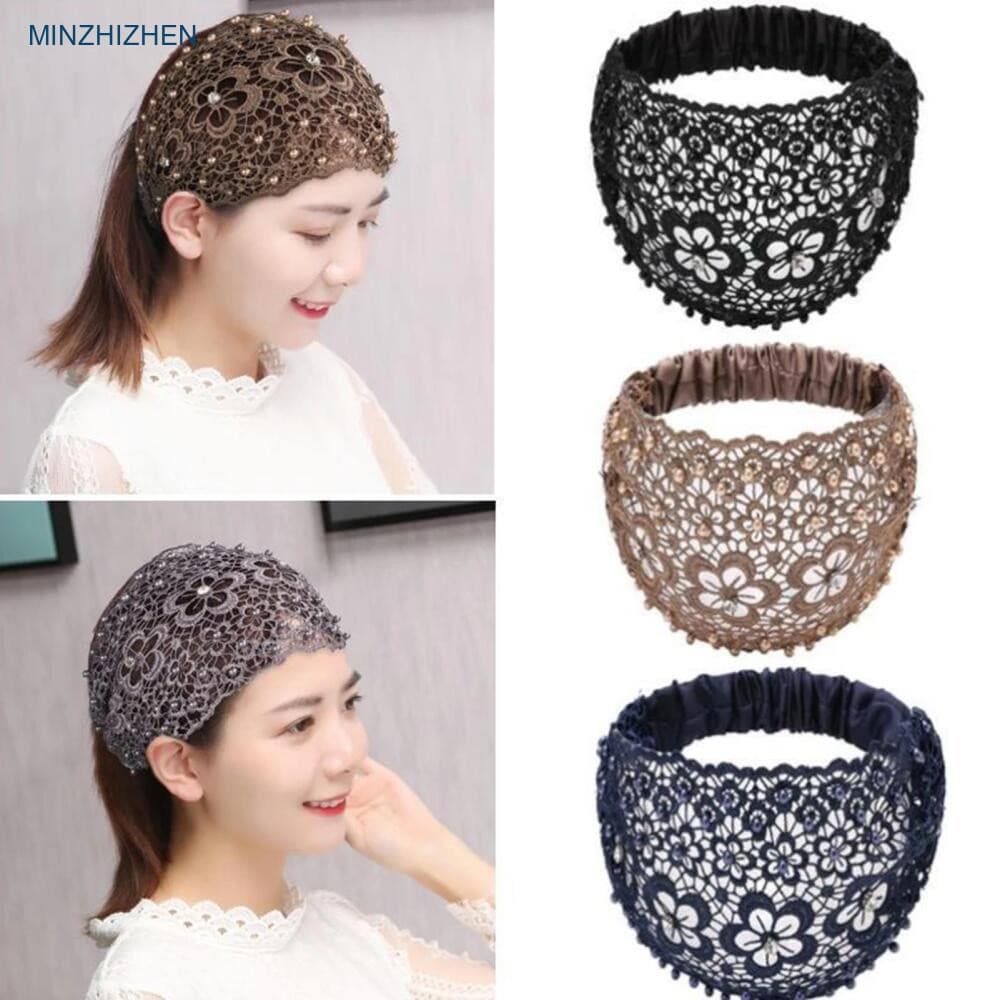 Tiara Feminina Elegante , Faixa Elástica Larga Com Flores Ocas De Cabelo De Pérolas Elegantes , Acessórios Charmosos Par