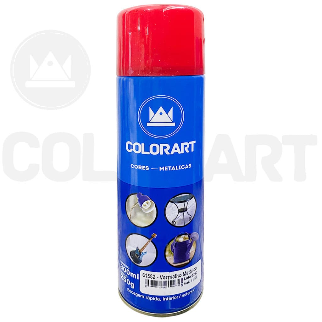TOP TOP Tinta Spray Efeito Metálico Para metal Vermelho Colorart 300ml