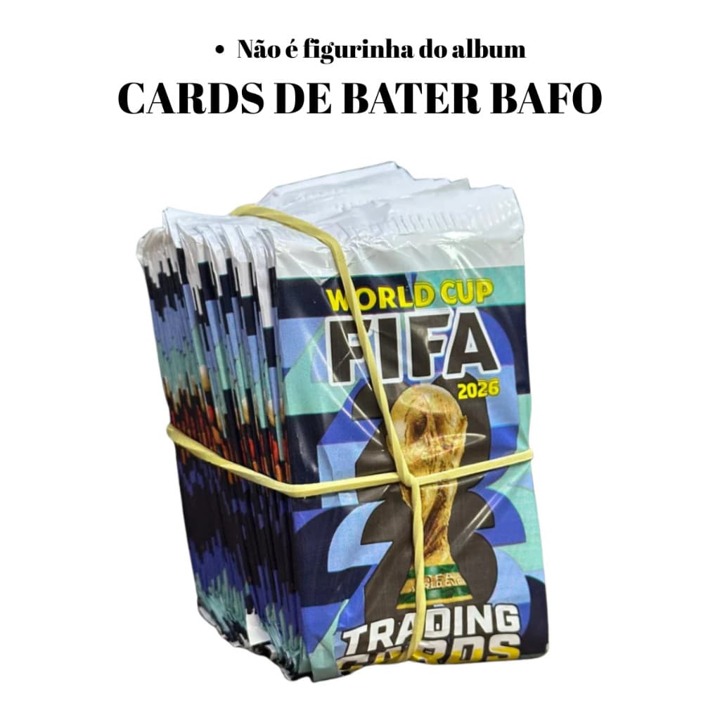 Kit 200 Cards Copa do Mundo Fifa 2026 50 Pacotinhos Fechados Para Bater Bafo Trocar Cartas Futebol
