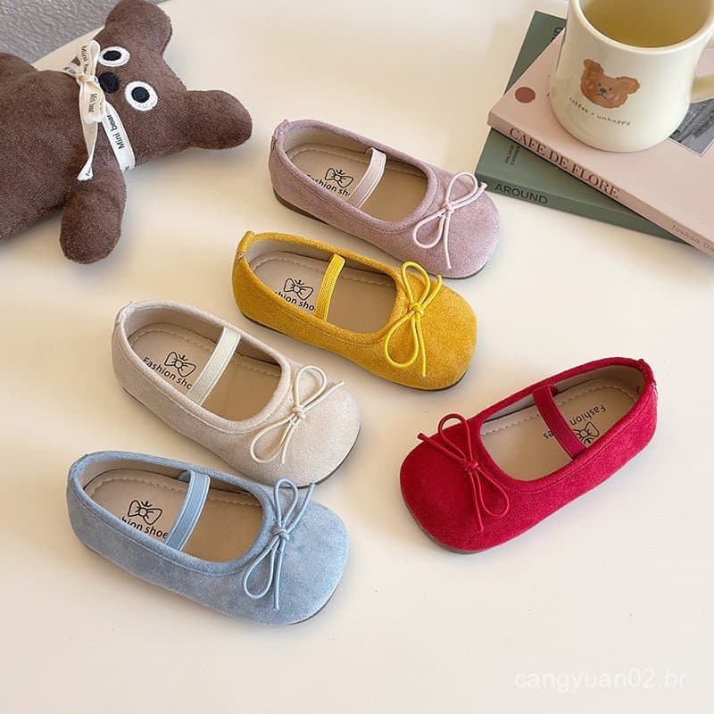 Sapatos de Princesa com Laço para Meninas, Novidade de Verão, Sapatilhas de Sola Macia, Sapatos de Tecido, Sapatilhas pa