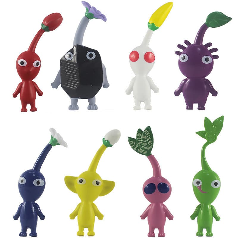 8 Pçs 9cm-10.5cm Jogo Anime PIKMIN Figura Capitão Olmar De Ação PVC Coleção Modelo Boneca Brinquedos Para Crianças Prese