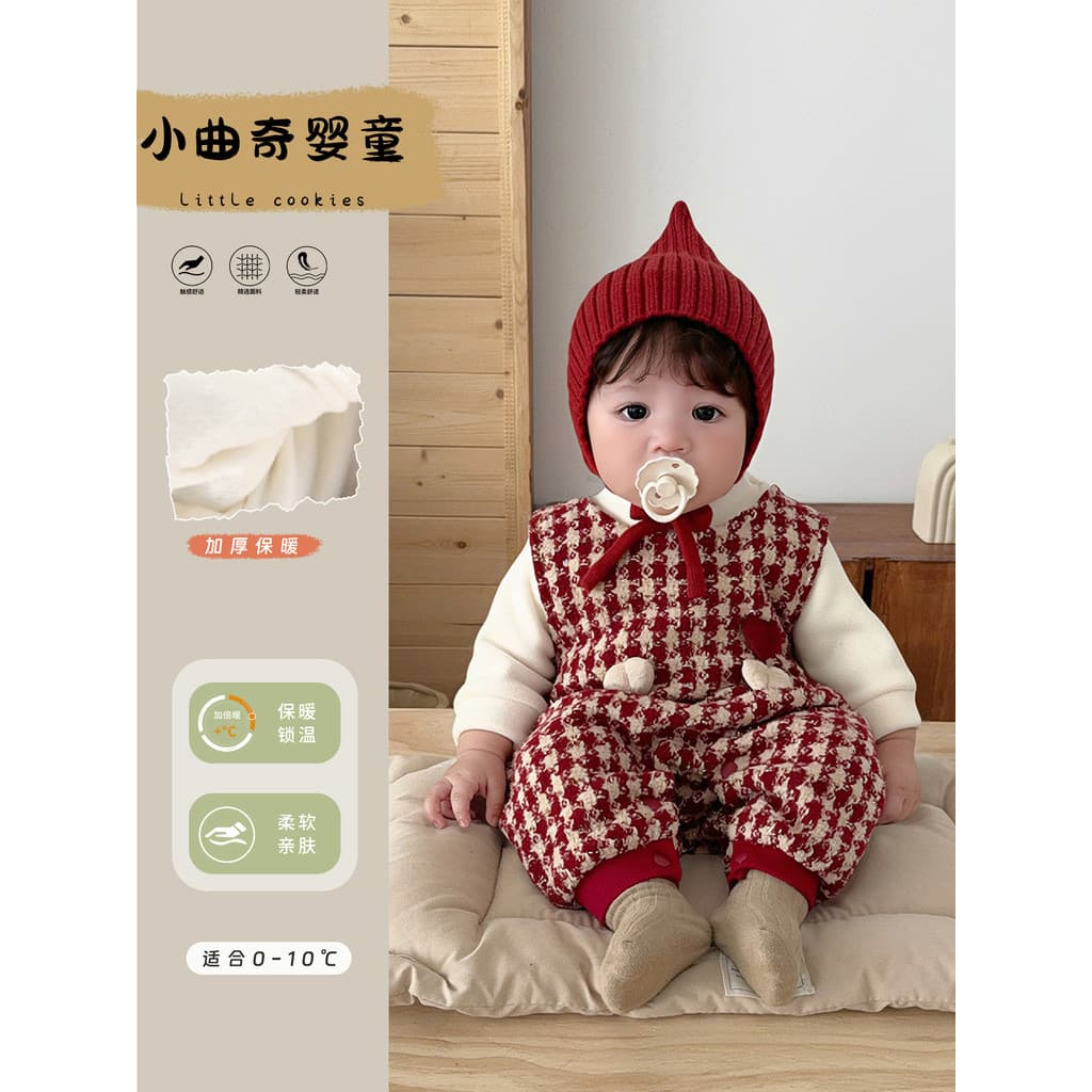 Bebê bebê inverno terno 2025 novo estilo estilo ocidental velo-velo quente camisola macacão bebê menino roupas de invern