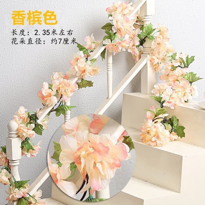 Escada apoio de braço embelezamento decoração capa feia flor falsa Rattan salão de beleza corrimão decoração corrimão ca