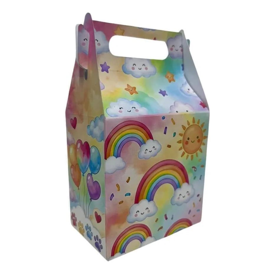 Kit Caixinha Surpresa Lembrancinha para Aniversário Arco-íris Colorida