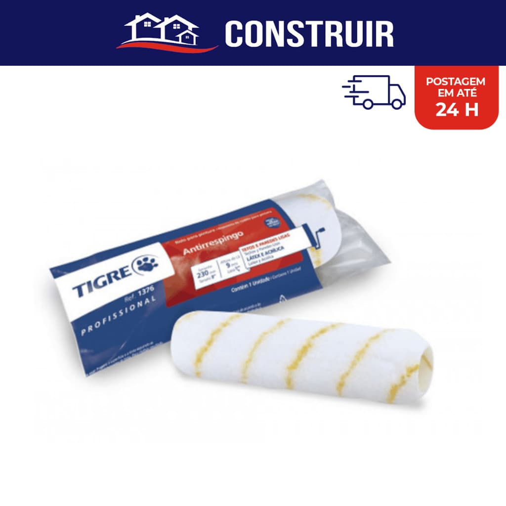 Rolo Para Pintura Anti Gota Latex ou Acrilica Parede Lã  23cm Tigre Anti Respingo