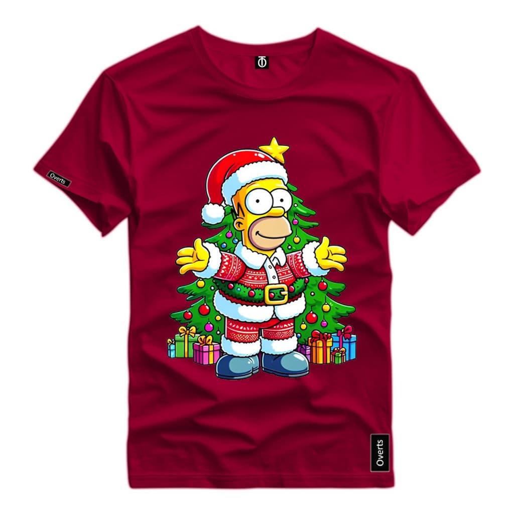 Camiseta Casual 100% Algodão Premium Homer Simpson Natal Familia Lançamento 2024 Envio Imediato