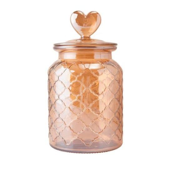 Pote De Vidro Hermético 900ml Com Tampa Coração Flux