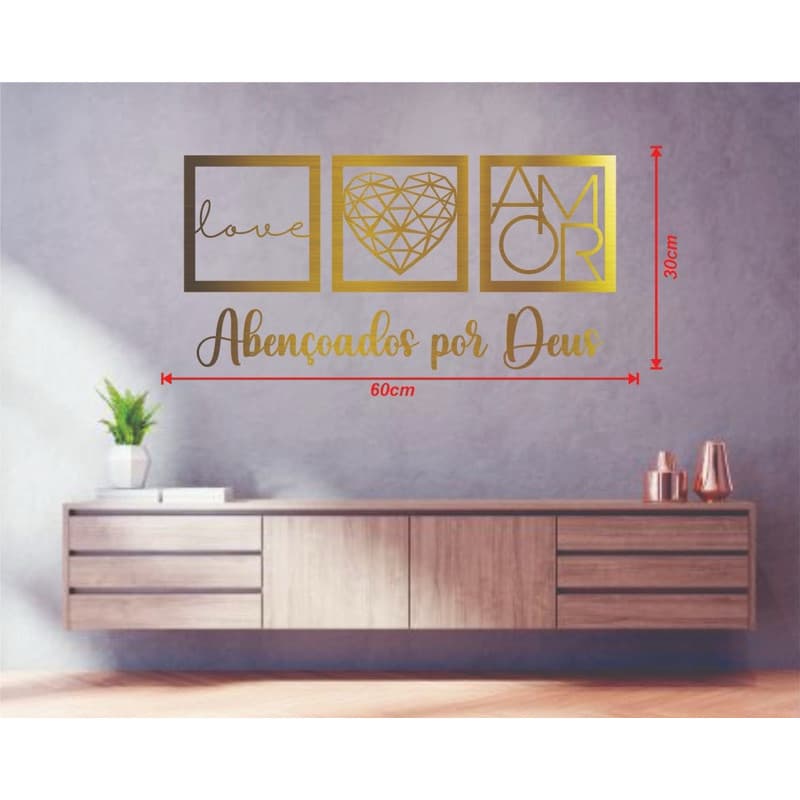 Quadro Decorativo Dourado Frase Decorativa Dourada Abençoado Por Deus Frases MDF Quadros MDF Parede