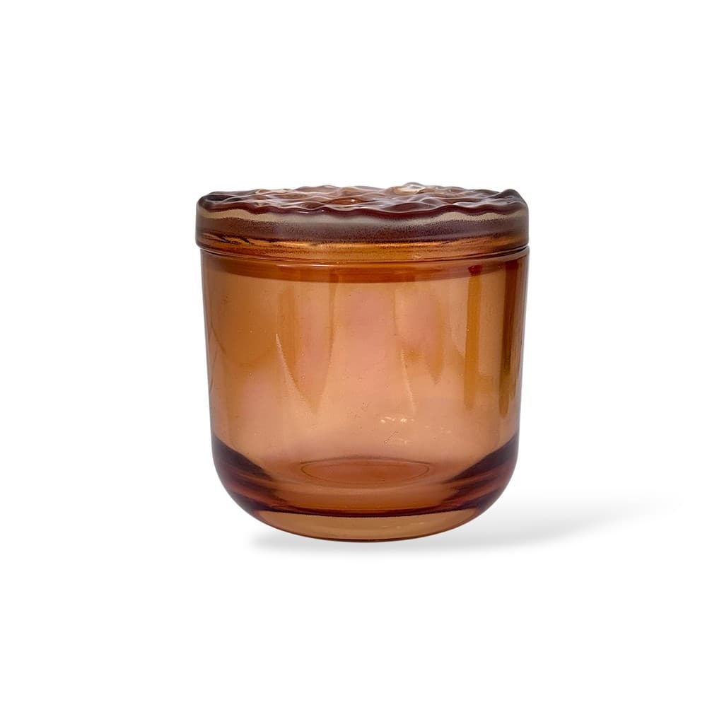 Pote de Vidro Âmbar com Tampa para Velas e Porta-Trecos
