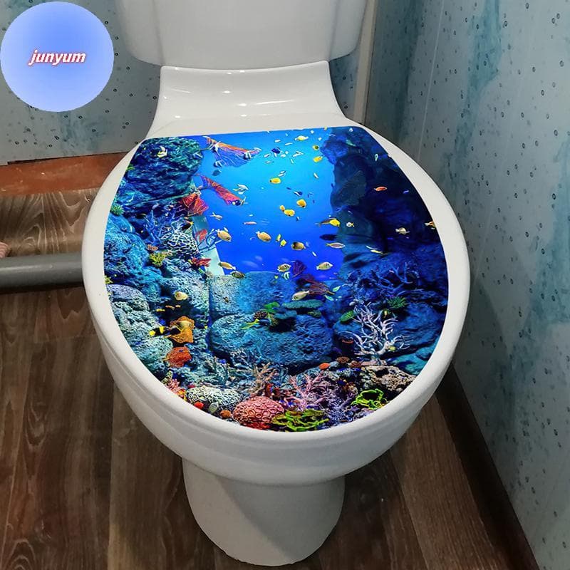 JUNYUM Adesivo De Parede 3D Para Assento De Vaso Sanitário , Arte , Decalques De Banheiro , Autoadesivo , Removível , Ta