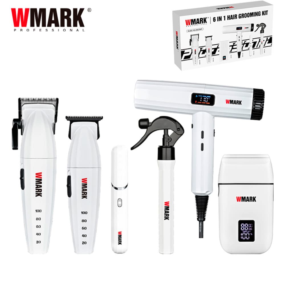 Kit NG 8635 220V Wmark 6IN1 Profissional Barbeiro Branco