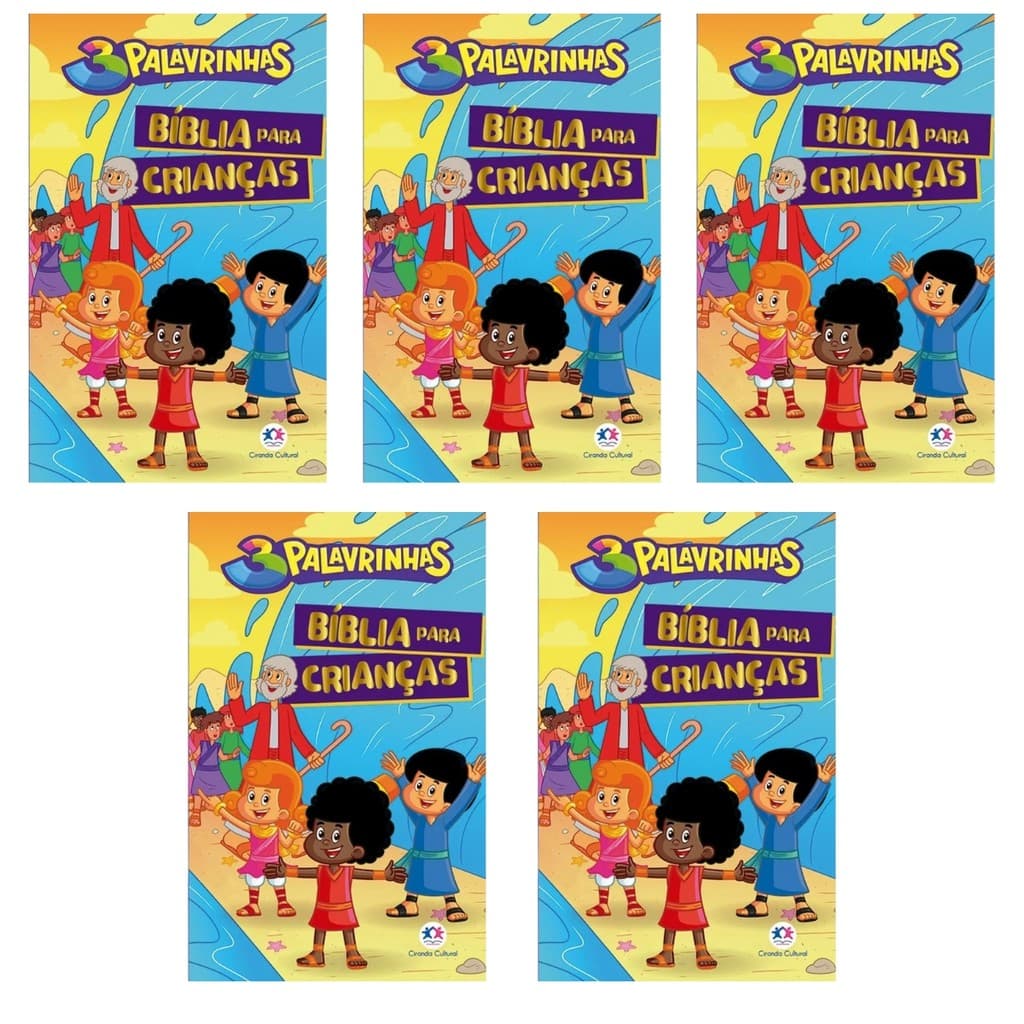 Kit 5 Biblia para Criancas Capa Dura Almofadada - 3 Palavrinhas