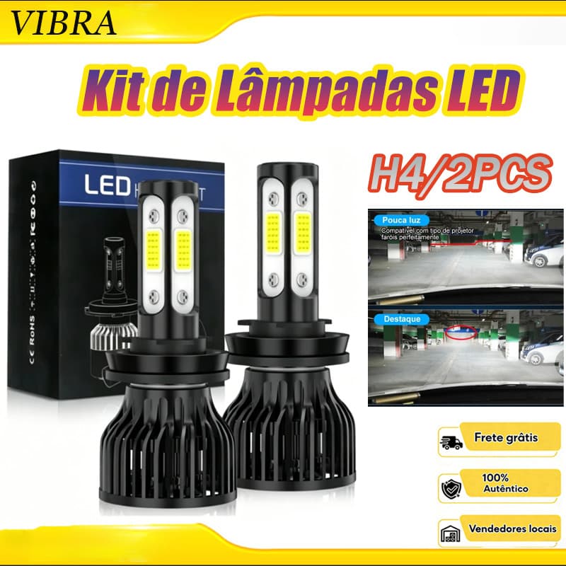 X7 2 Pçs Novo 4 Lados H4 Carro LED Faróis Kit De Lâmpadas De Luzes Automáticas