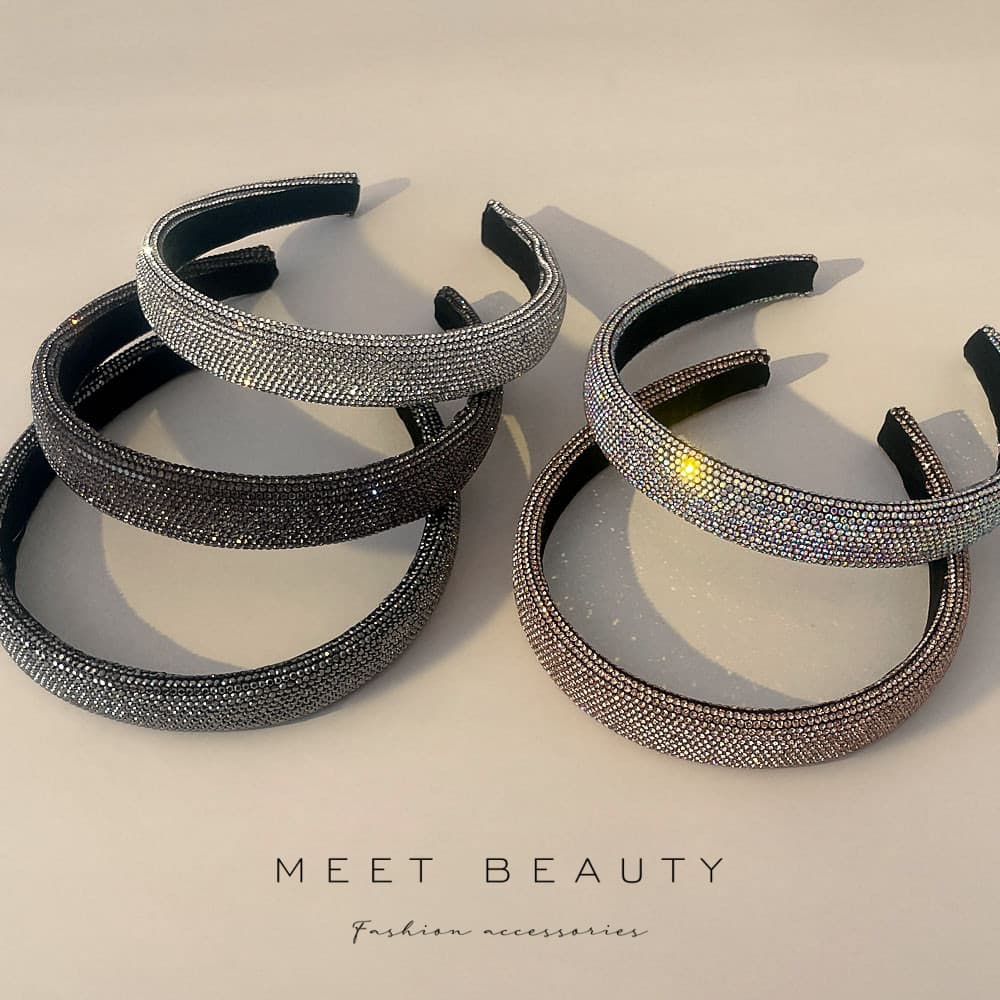 Europeu americano cheio de diamante Super piscando temperamento bandana elegante All-Match pressionado cabelo bandana si