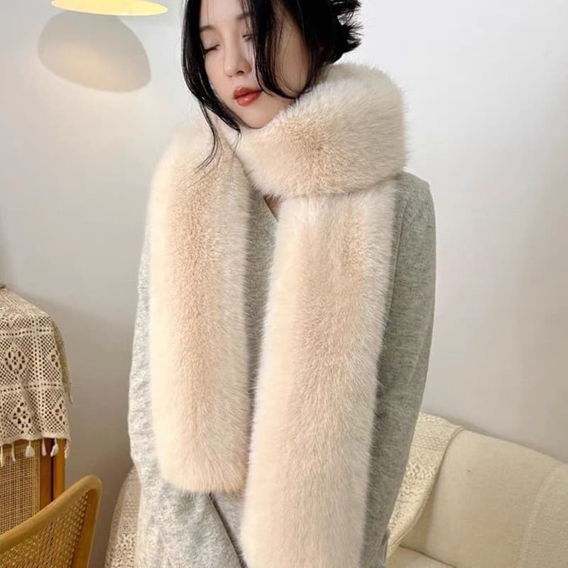 Cachecol xale de pele sintética Super longo feminino cachecol de pelúcia quente de inverno