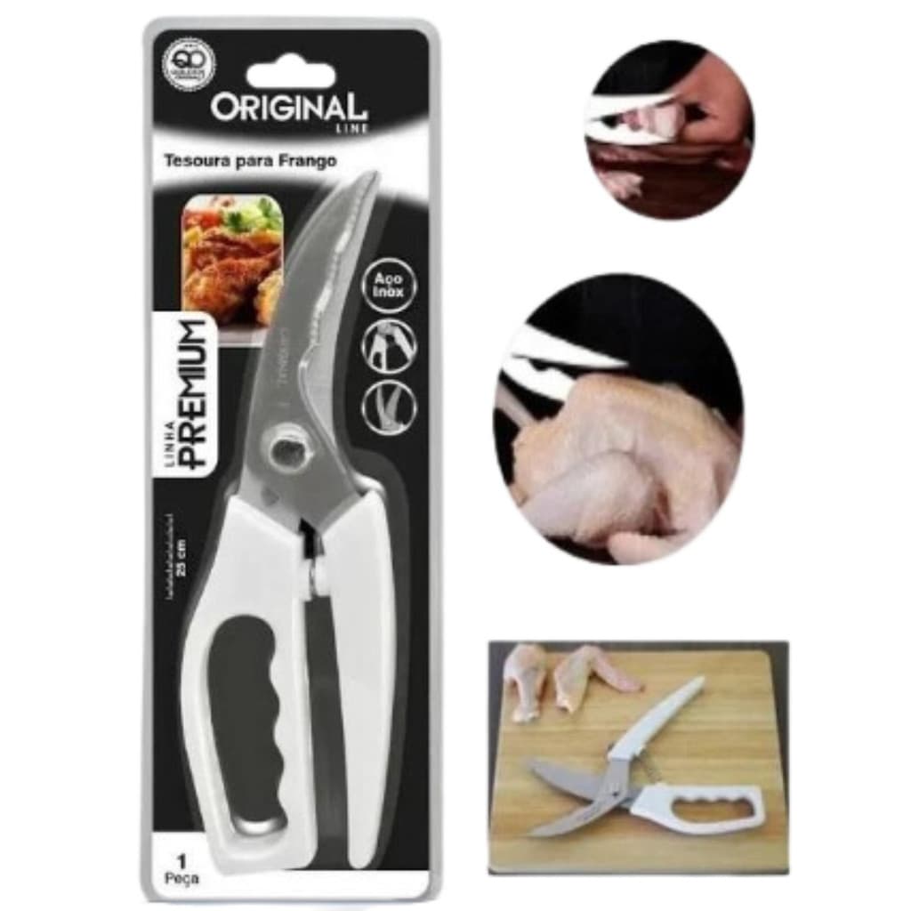 Tesoura Para Cortar Frango Carne Aves Trichadeira Profissional Inox Original