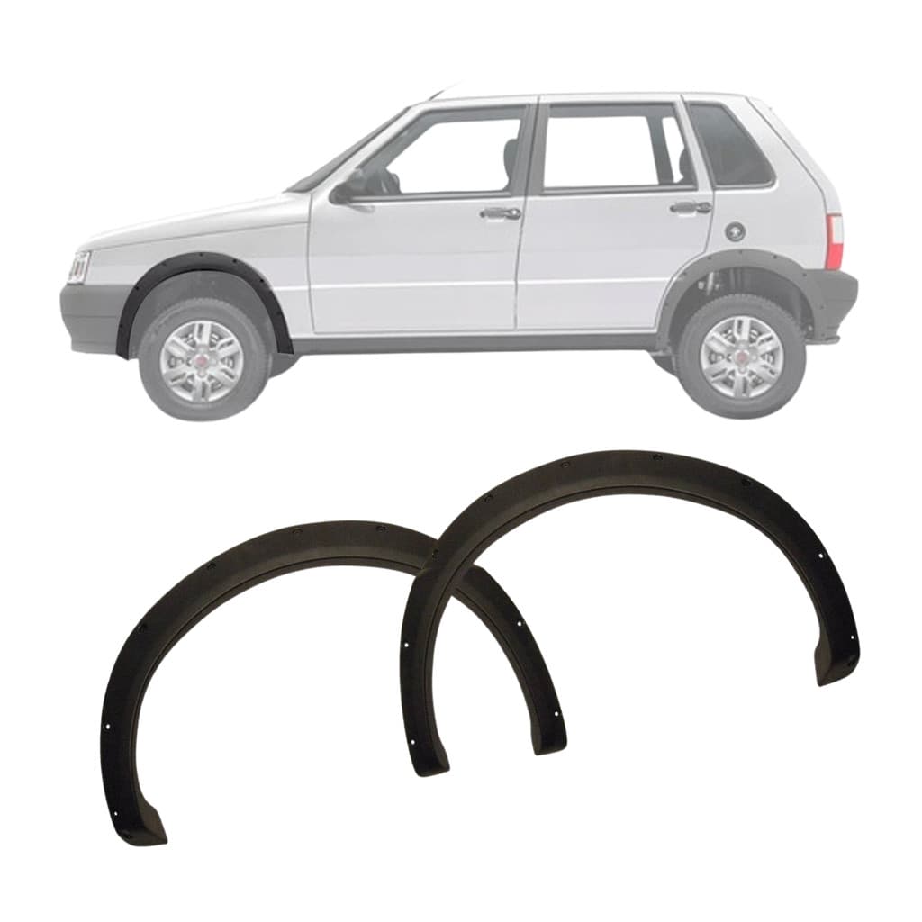 Par Moldura Roda Paralama Dianteiro Fiat Uno Way 06 07 08 Preto Texturizado