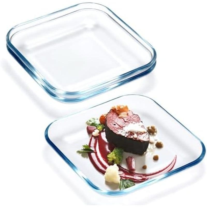 NUTRIUPS Pacote Com 3 Pratos De Sobremesa Quadrados De 8 Polegadas-Borda Lábio , Conjunto Pequeno De Aperitivo De Vidro