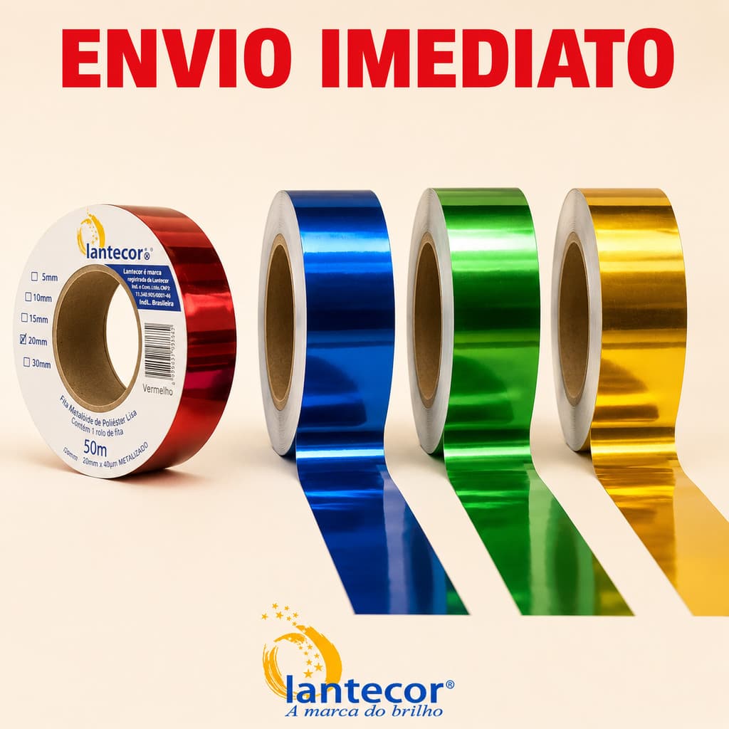 Fita Metaloide 50MTS  20MM Lantecor - Artesanato/Laços/Decoração/Festas
