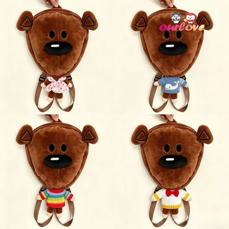 2026 Novo Modelo de Mochila de Pelúcia Criativa em Forma de Urso Fofo, Divertida Mochila de Urso Marrom, Mochila de Cabe