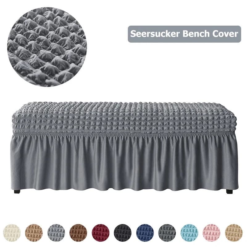 Capa De Banco Seersucker Piano Stretch Capas De Assento Longas Decoração Lavável Caso