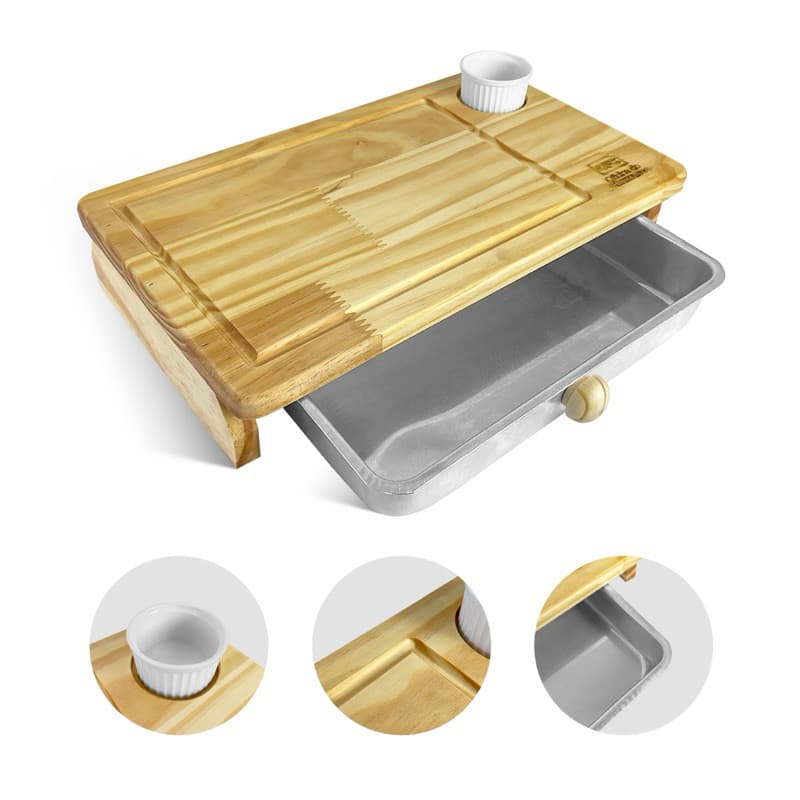 Tábua Inteligente de Churrasco Presente Personalizado Dia Dos Pais com bandeja + Ramekin Porta Molhos Madeira Pinus