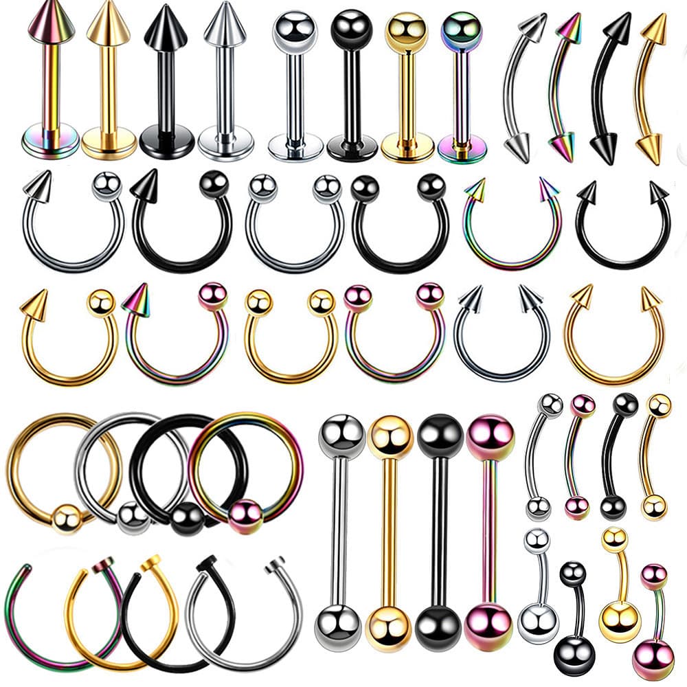 Piercing Orelha Tragus Helix Aço Cirúrgico Labret Bananinha Cartilagem Par Kit